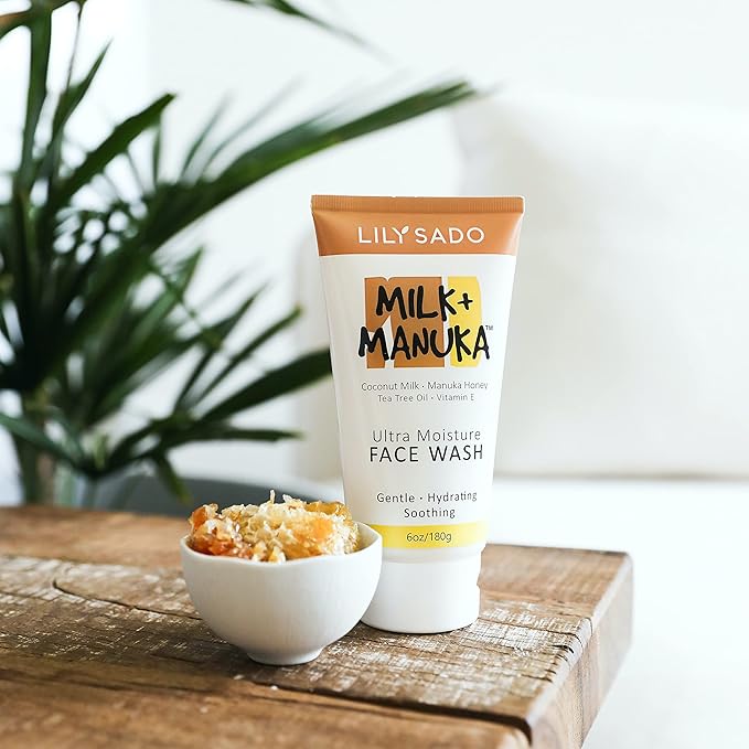 LILY SADO MILK+MANUKA™ Coconut Milk & Manuka Honey Cream Face Cleanser – Natural Ultra Moisturizing Facial Wash Cleanses, Balances, Soothes & Hydrates - Large 6oz-FemmiqueWomen