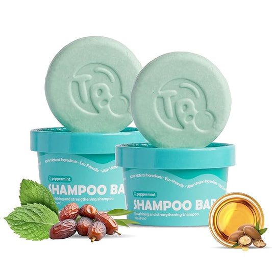 Tree Bottle Castor Oil Shampoo bar with Peppermint Essential Oils + Biotin - For Hair Growth, Strengthening, Thickening & Volumizing - Free of Parabens & Sulfates - Made in USA - 4.5oz (Pack of 2)-FemmiqueWomen