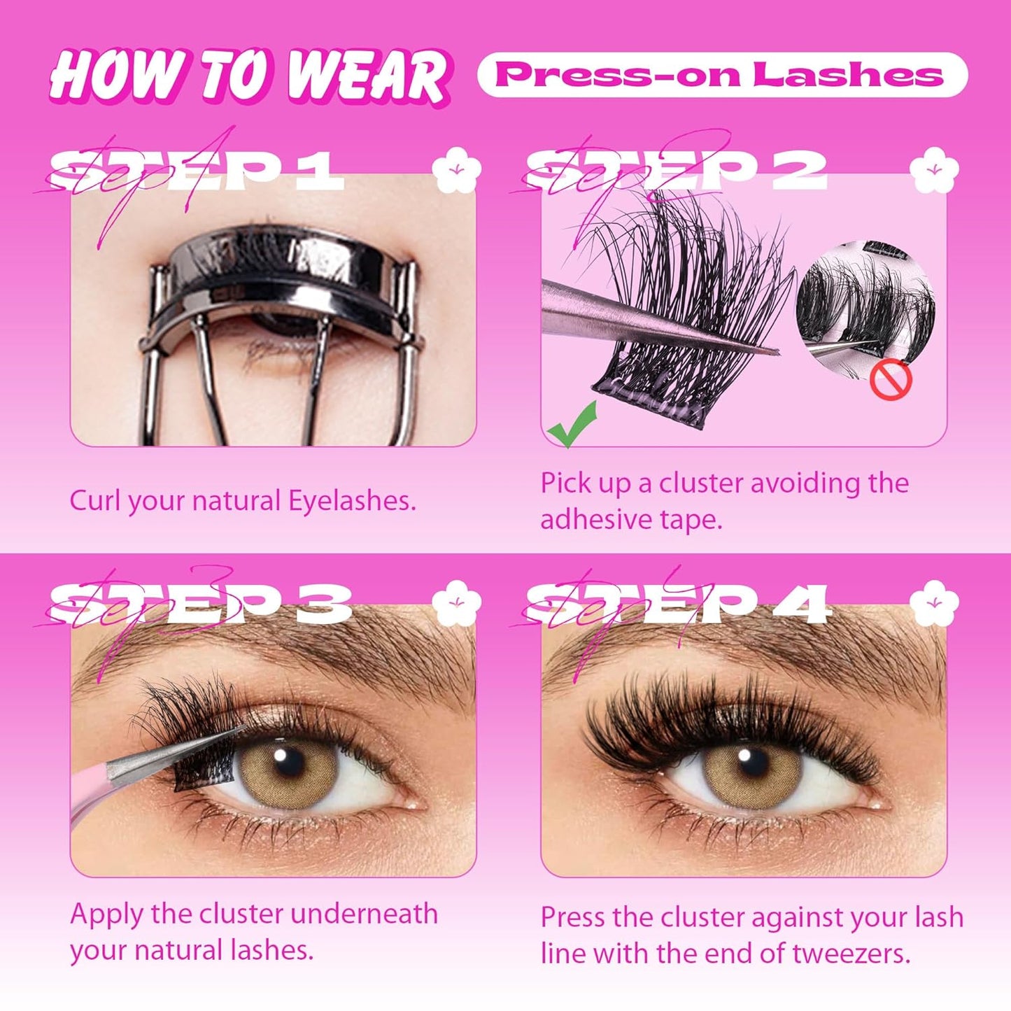 ALPHONSE Self Adhesive Lash Clusters Reusable Self Adhesive Eyelashes Fluffier Press on Lashes Extension No Glue Needed 10-16mm Glueless Lashes Clusters with Tweezers-FemmiqueWomen