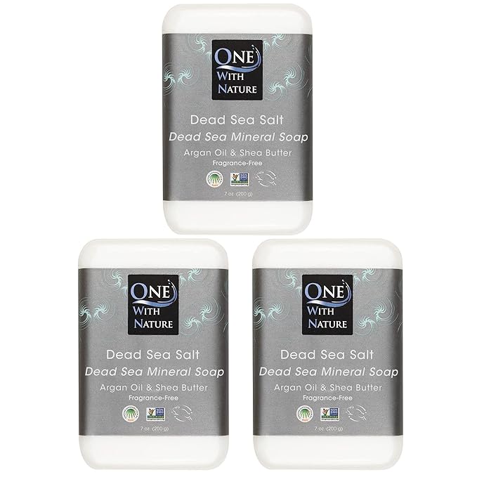 One With Nature Dead Sea Salt Soap 7oz 3-Pack – Purifying and Exfoliating Soap Bar with Dead Sea Minerals for Face & Body, for Men & Women-FemmiqueWomen