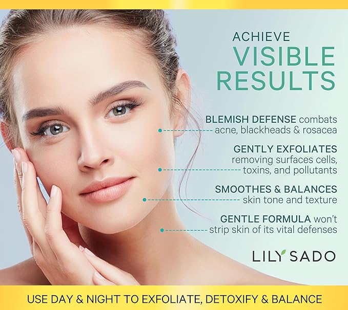 LILY SADO TEA+C™ Green Tea & Vitamin C Face Cleanser – Natural Vegan Antioxidant Daily Face Wash with Aloe, Rosehip, Meadowfoam - Gentle Deep Cleansing for Acne, Blackheads, Blemishes. 8 oz-FemmiqueWomen