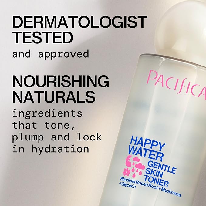 Pacifica Happy Water Hydrating Facial Toner Mist – Vegan Ceramides, Hyaluronic Acid & Electrolytes, Refreshing & Calming for Balanced Skin, Clean Beauty, Vegan, Cruelty-Free, All Skin Types, 4 oz-FemmiqueWomen