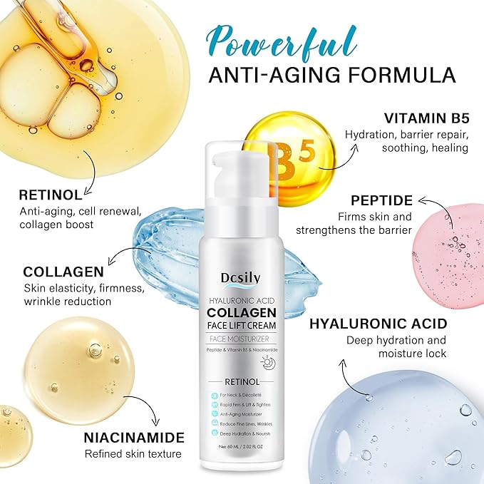 Tighten and Lift Neck Cream: Instant Face Lift Cream - 6-in-1 Anti-Aging Face Moisturizer for Anti-Wrinkle, Firm - Collagen, Retinol, Peptides & Hyaluronic Acid Neck Firming Cream for Skin Care-FemmiqueWomen