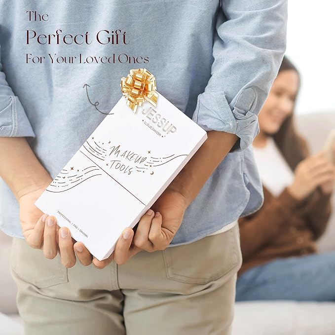 Jessup Makeup Brushes Set 14pcs Highend Makeup Gift Set for Women Include Foundation Concealer Blush Contour Powder Eye Shadow Brush, Makeup Sponge, Makeup Brush Cleaner and Towel, Pearl White T333-FemmiqueWomen