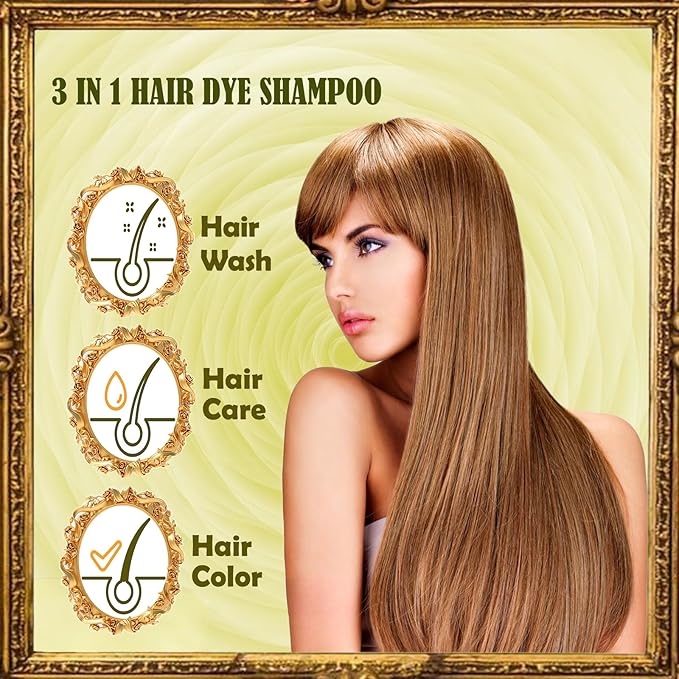 Blonde Brown Hair Dye Shampoo 3 in 1 - Instant Shampoo Para Pintar el Cabello Refresh Hair Color, Herbal Shampoo Hair Dye for Women Men, Easy to Use & Long Lasting Hair Color Shampoo 16.90 oz-FemmiqueWomen