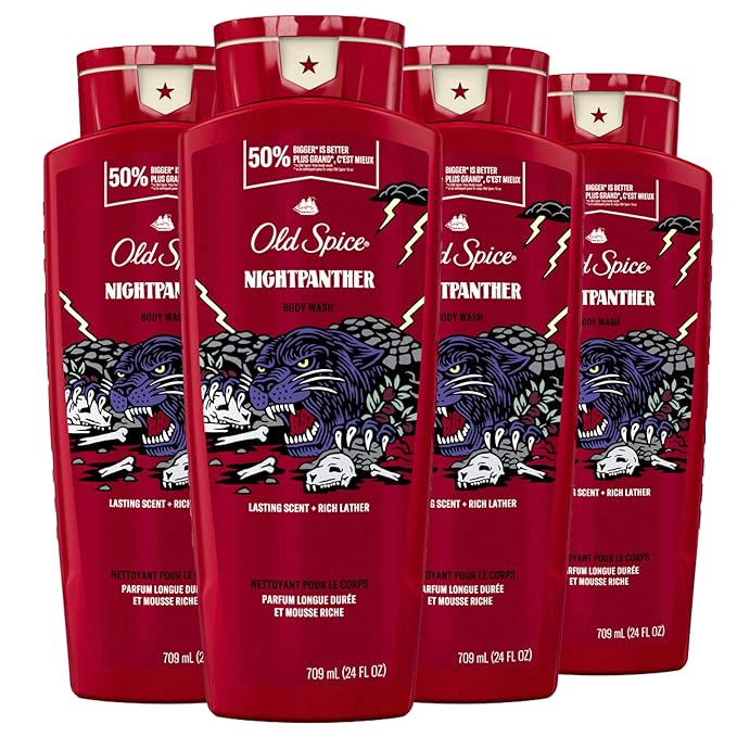 Old Spice Body Wash for Men, NightPanther, 24/7 Shower Freshness, 24 fl oz (Pack of 4)-FemmiqueWomen