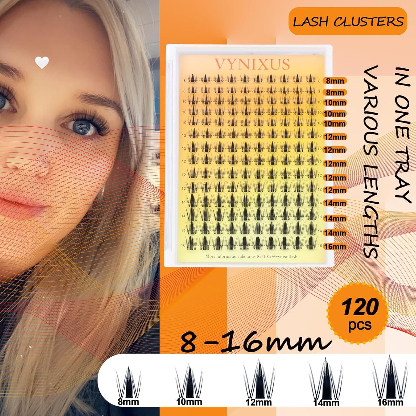 Lash Clusters Kit Eyelash Clusters Wet-Look DIY Lash Extension Kit with Lash Bond and Seal Waterproof Eyelash Tweezers Cluster Eyelash Extensions Kit (Set Fairy-0.07D-Mix8-16)-FemmiqueWomen