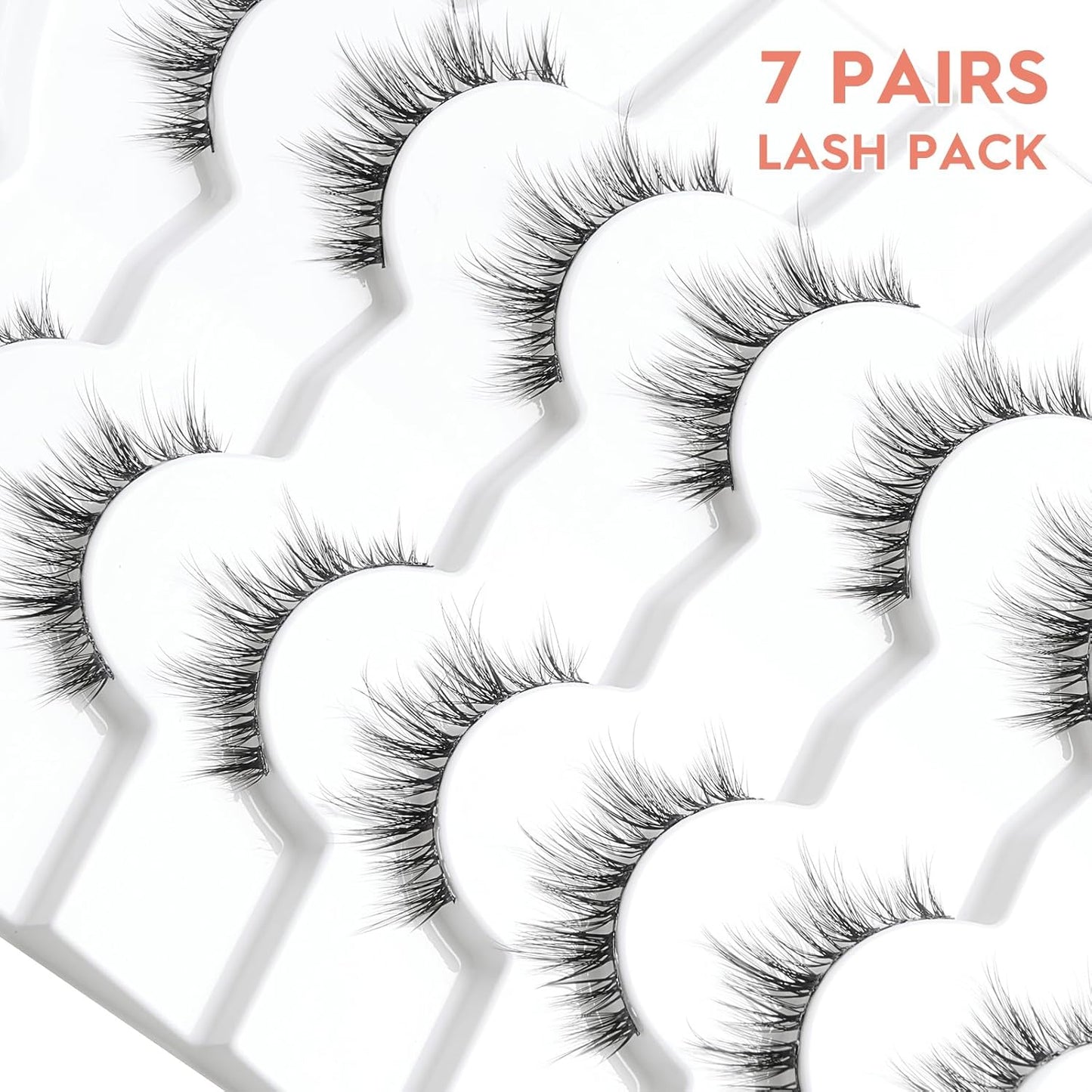 Wispy Lashes False Eyelashes Natural Manga Lashes Anime Lashes with Thinner Band Volume Fake Eyelashes Siligli 12mm Curly Eye Lashes Pack 7 Pair-FemmiqueWomen