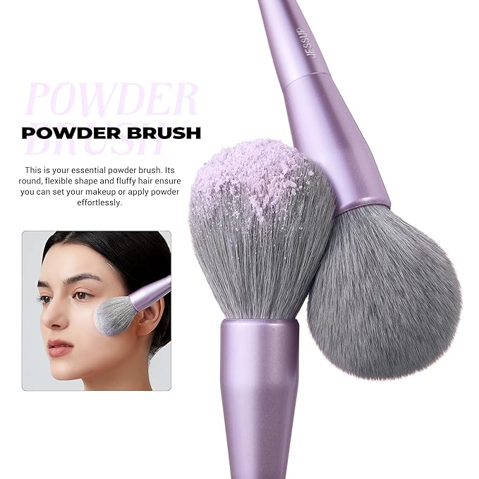 Jessup Makeup Brushes Face 5pcs, Premium Synthetic Make Up Brushes Set for Foundation Contour Blush Highlighter and Powder, Luxury Purple T514-FemmiqueWomen