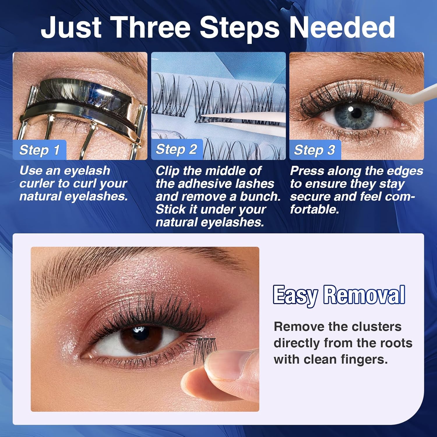 Self Adhesive Eyelash Clusters, 72PCS No Glue Needed Press On Lashes, Natural Look Pre-Glued Cluster Lashes, Ultra-Thin & Lightweight, Easy Apply for Beginners (D Curl, No Residue, Long Lasting)-FemmiqueWomen