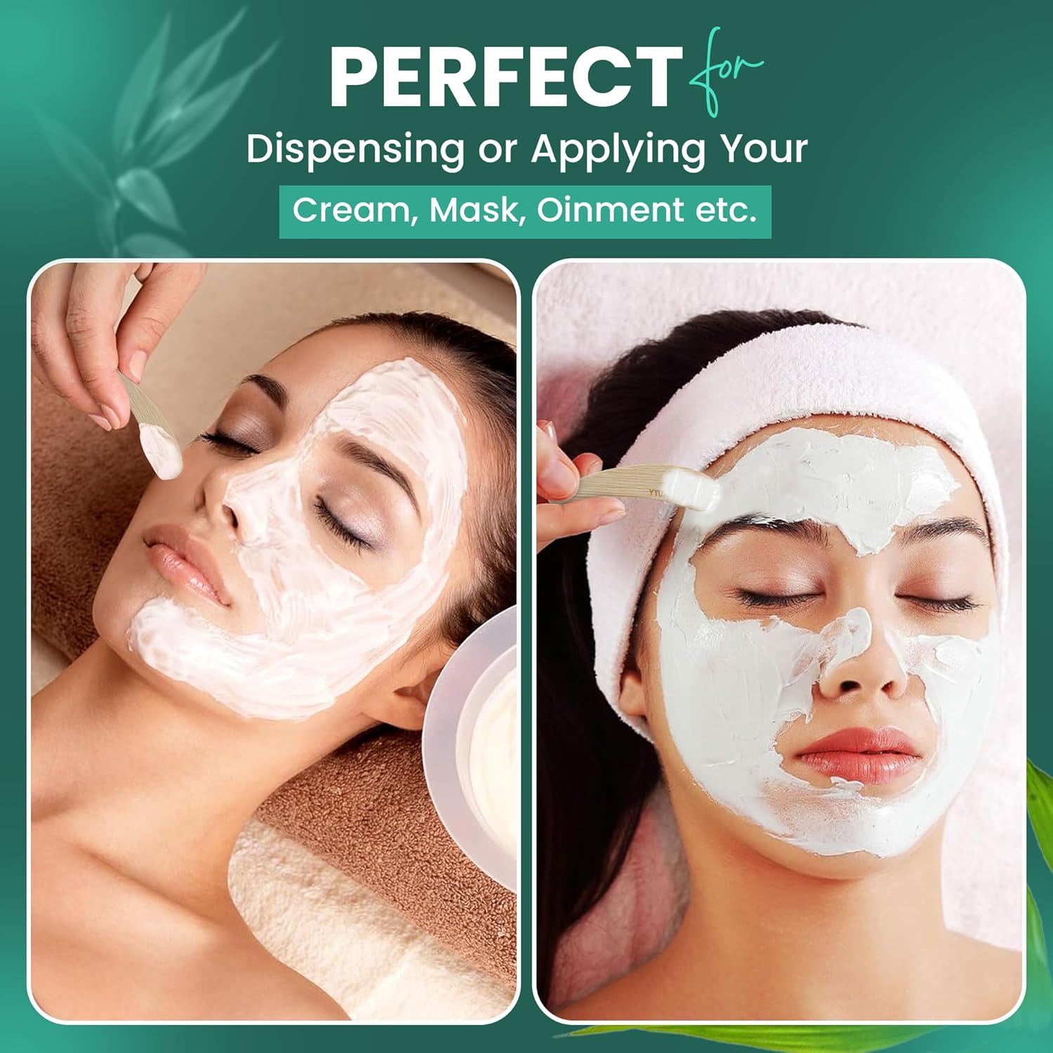 Bamboo 50-pack Cosmetic Facial Makeup Spoon Spatula Mini Makeup Spatula, Biodegradable Compostable Cosmetic Cream Spatulas Spoon, Skincare Scoop Applicator Facial Massage Beauty Tools BPA FREE-FemmiqueWomen