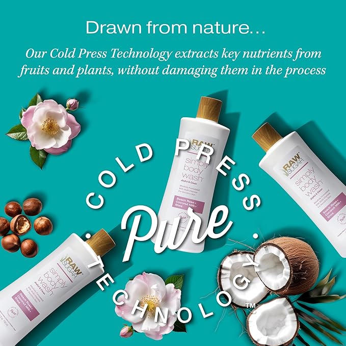 RAW SUGAR Simply Body Wash, Beach Rose + Coconut Milk + Shea (25 Fl Oz, Pack of 1) Sensitive Skin Bath Soap, Formulated without Sulfates & Parabens-FemmiqueWomen