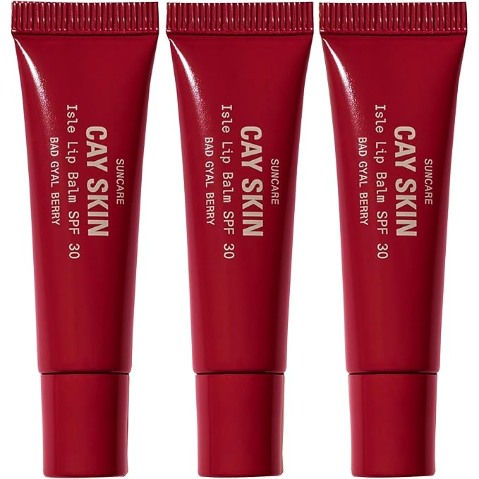 Cay Skin Isle Lip Balm SPF 30 – High Shine, Hydrating + Sheer Lip Gloss in Vanilla Brown Sugar Flavor – Formulated with Natural Ingredients for All Skin Tones – 3-Pack, Bad Gyal Berry-FemmiqueWomen