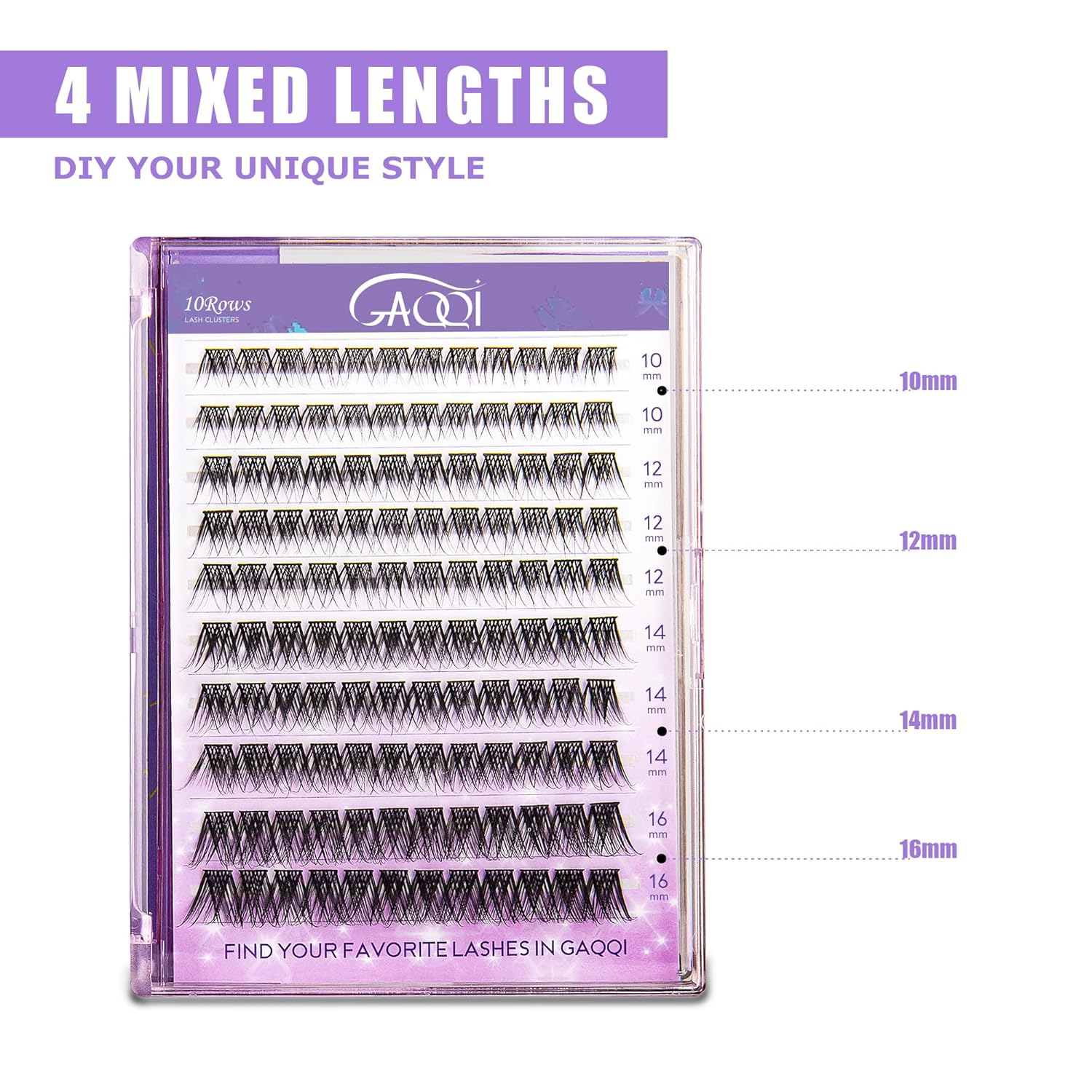 GAQQI Lash Clusters, Eyelash Clusters 120PCS D Curl Individual Lashes, Wispy Cluster Eyelash Extension 10-16mm Mixed Length, Natural Looking Cluster Lashes (GQ03, D Curl, 10-16mm)-FemmiqueWomen