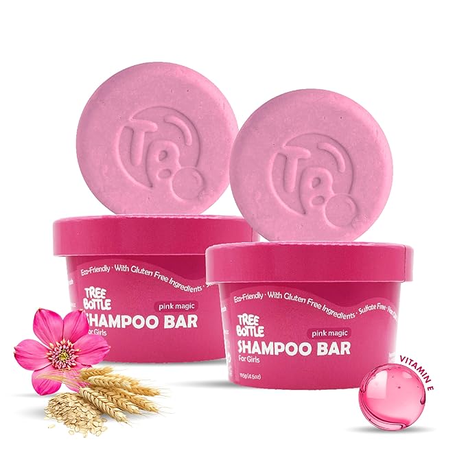 Hydrolyzed Oat Protein + Squalane Shampoo Bar for Girls - 4.5oz - For all Hair Types - Gentle on sensitive Eyes & Scalp - Natural, Tear-Free, Sulfate & Paraben-Free - Made in USA - 4.5oz (Pack of 2)-FemmiqueWomen