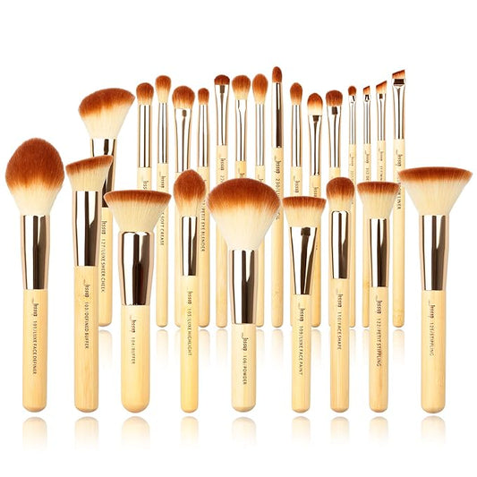 Jessup Professional Bamboo Makeup Brushes, Premium Synthetic Foundation Powder Concealer Blush Highlight Eye Blending Cosmetic Brush Set 25pcs T135-FemmiqueWomen