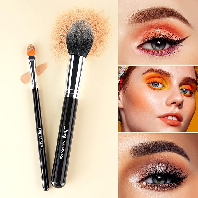 Jessup Makeup Brushes 15 Pcs Makeup Brush Set Beauty Cosmetics Make Up Powder Concealer Eyeshadow Eyeliner Blending Lip Brush Tools (Black/Silver) T092-FemmiqueWomen