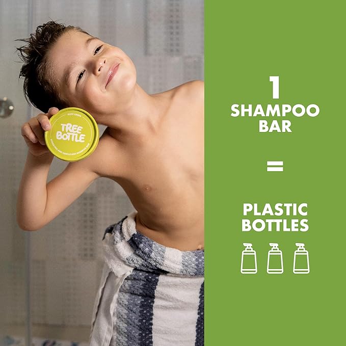 Tree Bottle Hydrolyzed Oat Protein + Aloe Vera Shampoo Bar for Kids – Gentle & Nourishing for Sensitive Scalps - Natural, Tear-Free, Sulfate & Paraben-Free - Made in USA - 4.5oz-FemmiqueWomen