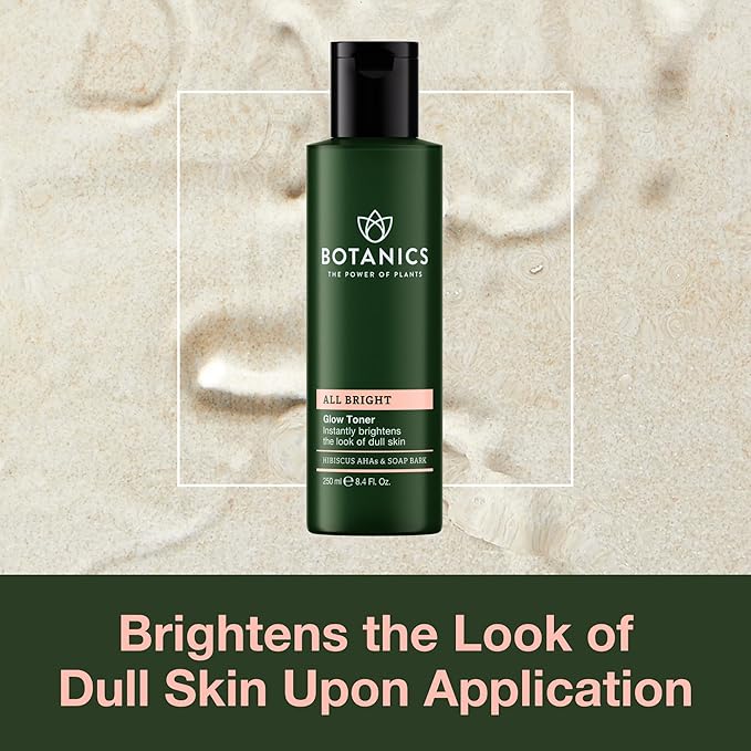 Botanics Glow Toner for Face - Enriched with Hibiscus AHA Exfoliant & Soap Bark - Non-Drying - Vegan and Cruelty-Free Face Toner for Women & Men (8.4 Fl Oz)-FemmiqueWomen