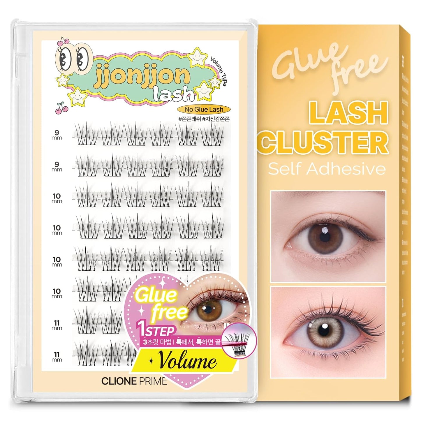 Korean Self Adhesive Lash Clusters Volume Look No Glue Press On Pre Bond Lash Clusters Fluffy Self Adhesive False Eyelashes No Glue Needed Reusable Wispy Eyelash Extensions-FemmiqueWomen