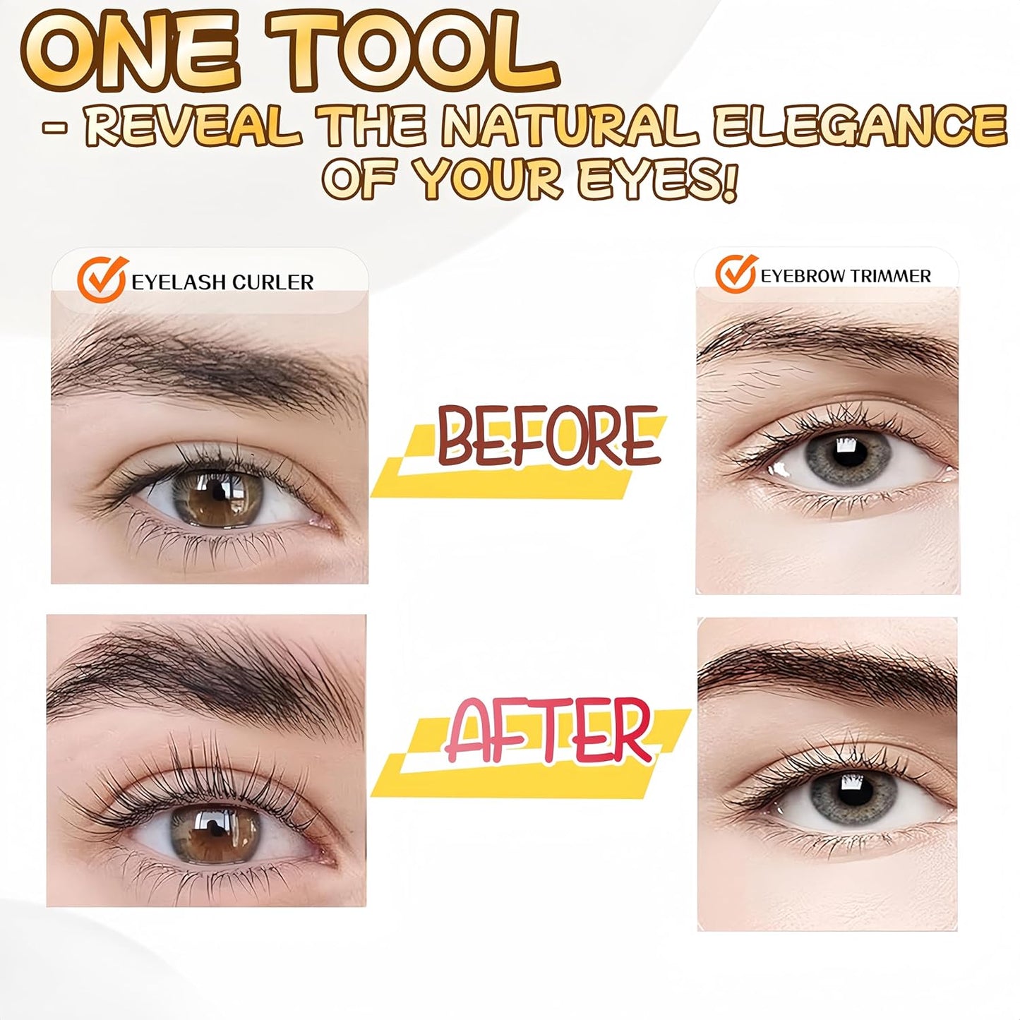 2025 Upgraded Heated Eyelash Curler - 2-in-1 USB Rechargeable Electric Eyelash Curler & Eyebrow Trimmer, Fast Heating in 6s, Anti-Burn Design, 24H Long-Lasting Effect, Perfect Gift for Women (White)-FemmiqueWomen