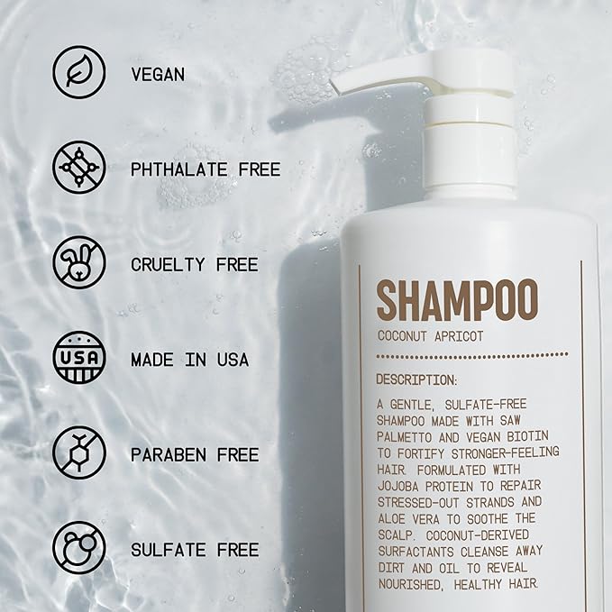 Blu Atlas Men's Natural Shampoo – Organic, Sulfate-Free, Paraben-Free – Deep Cleansing & Hydrating – Coconut Apricot Scent – Made in America – 32 oz-FemmiqueWomen