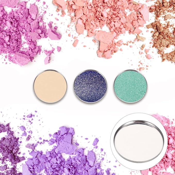 20pcs Metal Makeup Eyeshadow Jars Pan Palettes Tin Lipstick Foundation Single Holder Watercolor Eye Tray Steel Round Blush Pans Magnetic Cosmetic Plate Empty Pigment for-FemmiqueWomen