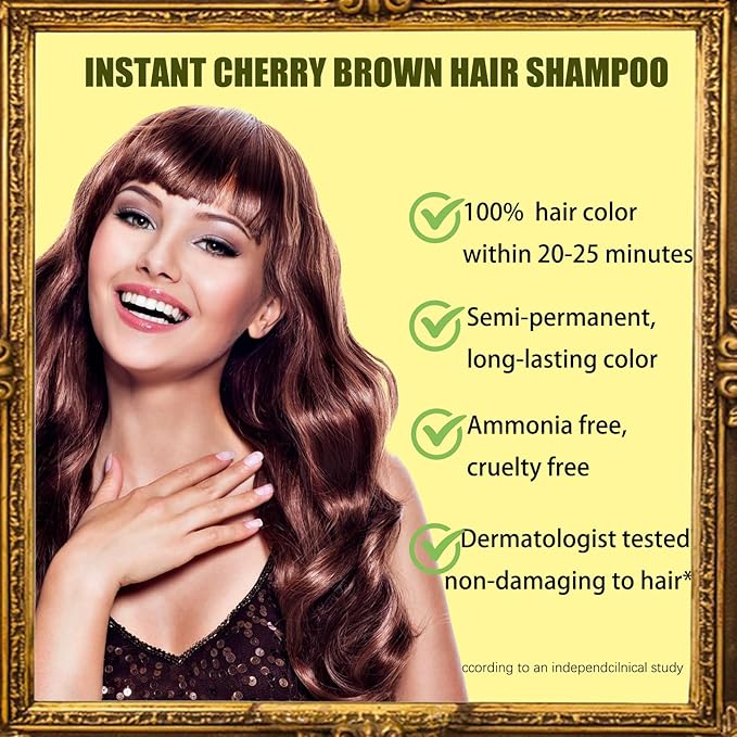 Cherry Brown Hair Dye Shampoo 3 in 1 - Champu Para Pintar el Cabello, Herbal Brown Hair Dye for Women Men, Hair Color Shampoo-FemmiqueWomen