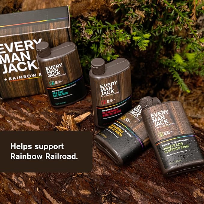 Every Man Jack Body Wash Variety Box - Includes Four Body Washes with Clean Ingredients & Incredible Scents - Round Out His Routine with Sandalwood, Cedarwood, Juniper Sage, & Sea Salt Body Washes-FemmiqueWomen