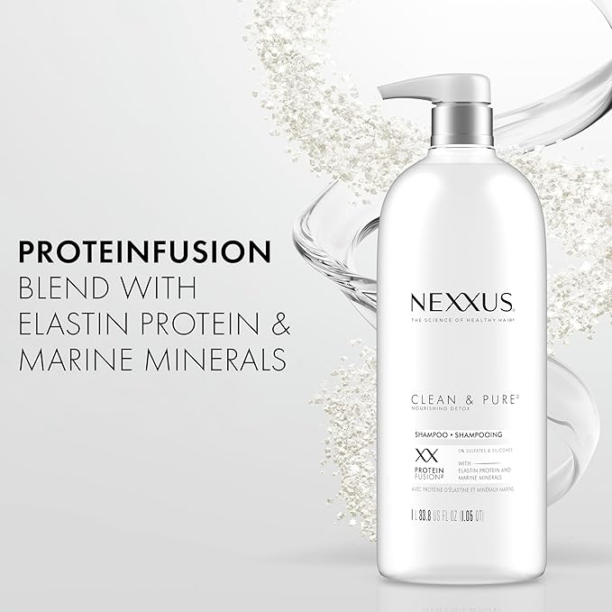 Nexxus Clean and Pure Clarifying Shampoo, With ProteinFusion, Nourished Hair Care Silicone, Dye And Paraben Free 33.8 oz-FemmiqueWomen