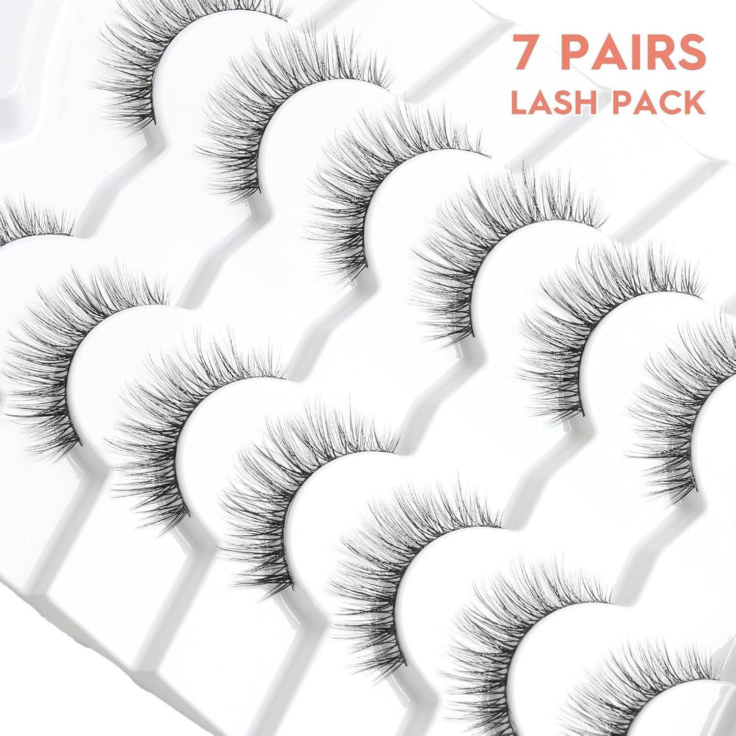 Lashes Wispy False Eyelashes Natural Look 10mm Short Lashes with Thin Band Siligli Fake Eyelashes 3D Volume Lashes Natural Short Eyelashes 7 Pair-FemmiqueWomen