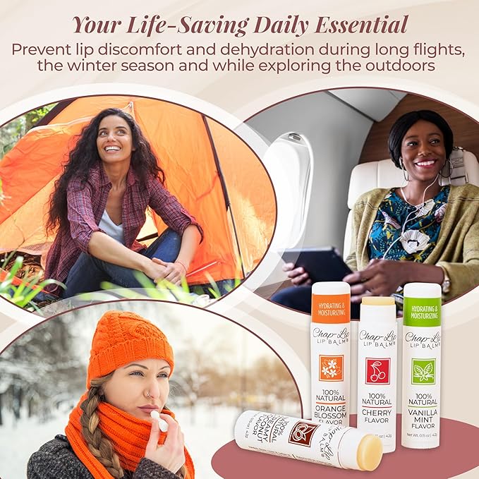 100% Natural Lip Balm Set, Hydrating and Moisturizing Beeswax Natural Flavor Assortment, Lip Moisturizer for Dry Lips, Cocoa Butter, Petroleum Free, 24 Count, 2Pack-FemmiqueWomen