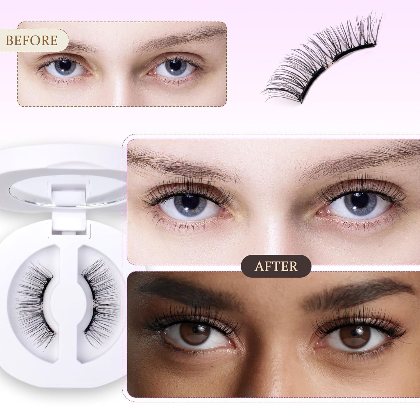 VEYESBEAUTY Magnetic Eyelashes with Applicator Reusable Magnetic Lashes Natural Look No Glue Needed False Eyelashes, Moonlit Lashes Kit Easy to Wear and Remove-FemmiqueWomen