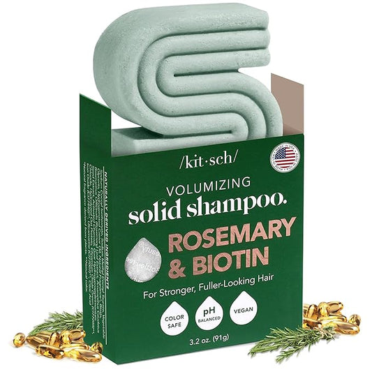 Kitsch Rosemary & Biotin Shampoo Bar - For Hair Growth, Strengthening, Thickening & Volumizing Shampoo for Women and Men - Free of Parabens, Sulfates & Silicones - Made in USA - 3.2 oz-FemmiqueWomen