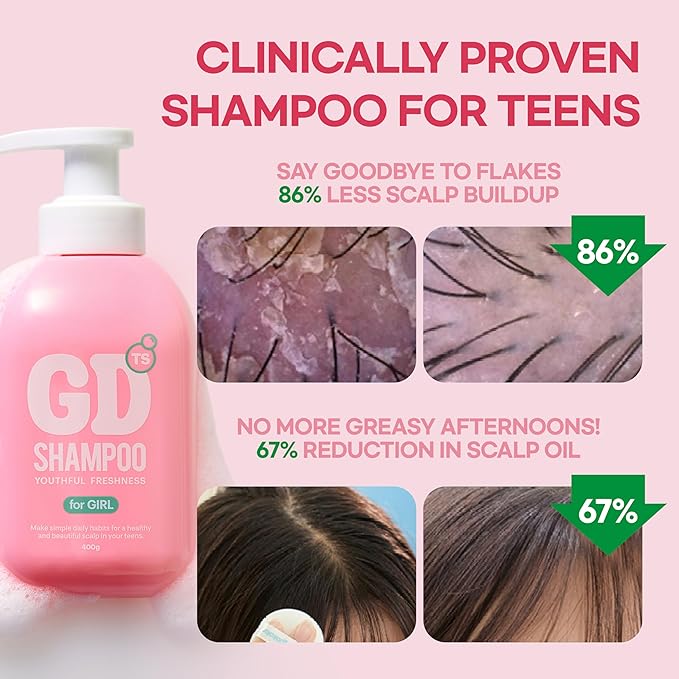 TS GD Shampoo for Girls | Korean Teen Shampoo with Upgraded Probiotics | Anti-Dandruff & Itchy Scalp Relief | Pink Peach Allergy-Free Fragrance | Sulfate-Free (13.53 fl oz, 400ml)-FemmiqueWomen