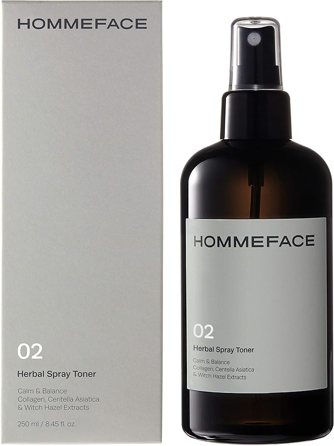 HOMMEFACE Men’s Herbal Spray Face Toner, 8.45 fl. oz. - Alcohol-Free, Hydrating and Balancing Facial Mist with Witch Hazel, CICA Extract, Anti Aging, Aftershaving, for All Skin Types-FemmiqueWomen