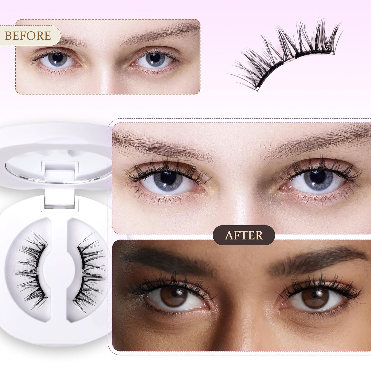 VEYESBEAUTY Magnetic Eyelashes with Applicator Reusable Magnetic Lashes Natural Look No Glue Needed False Eyelashes, NomSpirit Lashes Kit Easy to Wear and Remove-FemmiqueWomen
