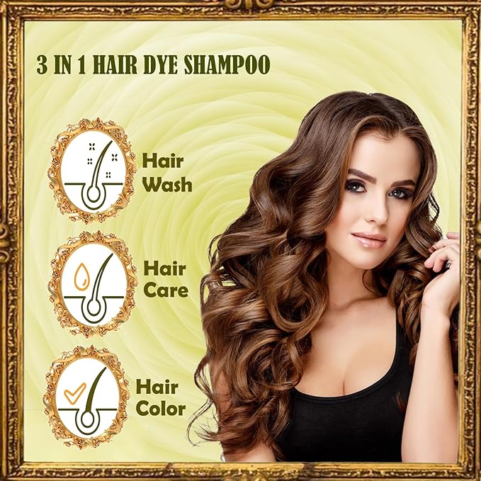 Light Brown Shampoo Para Pintar el Cabello - Instant Hair Dye Shampoo 3 in 1 Refresh Hair Color, Herbal Shampoo Hair Dye for Women Men, Easy to Use & Long Lasting Hair Color Shampoo 16.90 oz-FemmiqueWomen