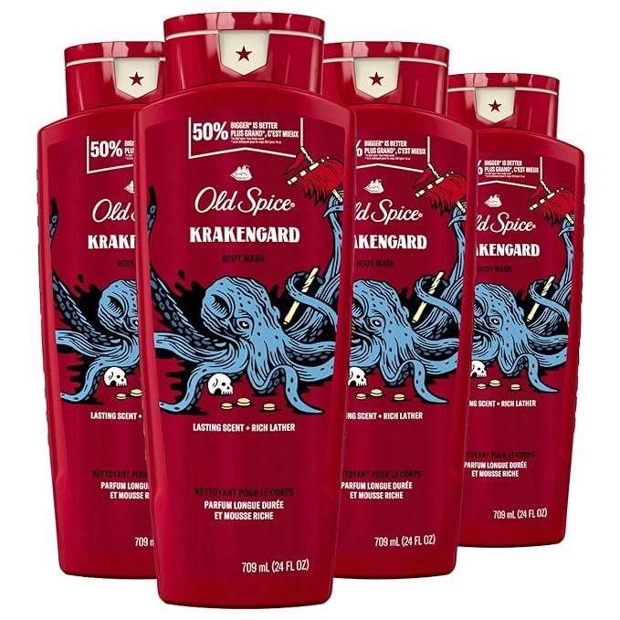 Old Spice Body Wash for Men, Krakengard, Long Lasting Lather, 24 FL OZ (Pack of 4)-FemmiqueWomen