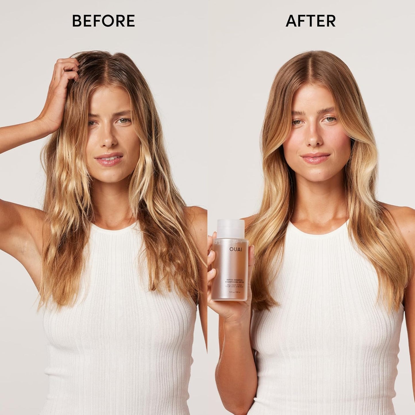 OUAI Detox Shampoo Travel Size - Clarifying Shampoo for Build Up, Dirt, Oil, Product and Hard Water - Apple Cider Vinegar & Keratin for Clean, Refreshed Hair - Sulfate-Free Hair Care (3 oz)-FemmiqueWomen