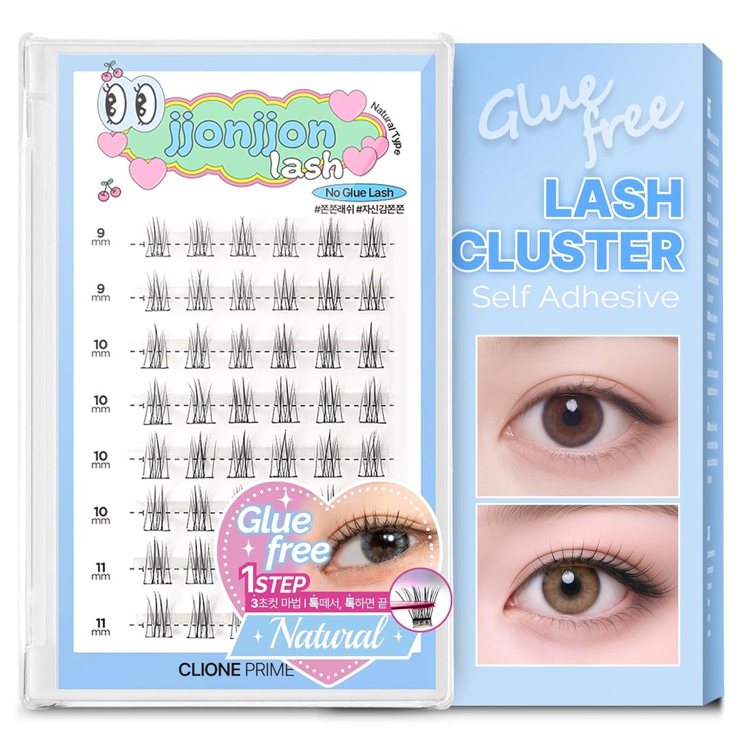 Korean Self Adhesive Lash Clusters Natural Look No Glue Press On Pre Bond Lash Clusters Fluffy Self Adhesive False Eyelashes No Glue Needed Reusable Wispy Eyelash Extensions-FemmiqueWomen
