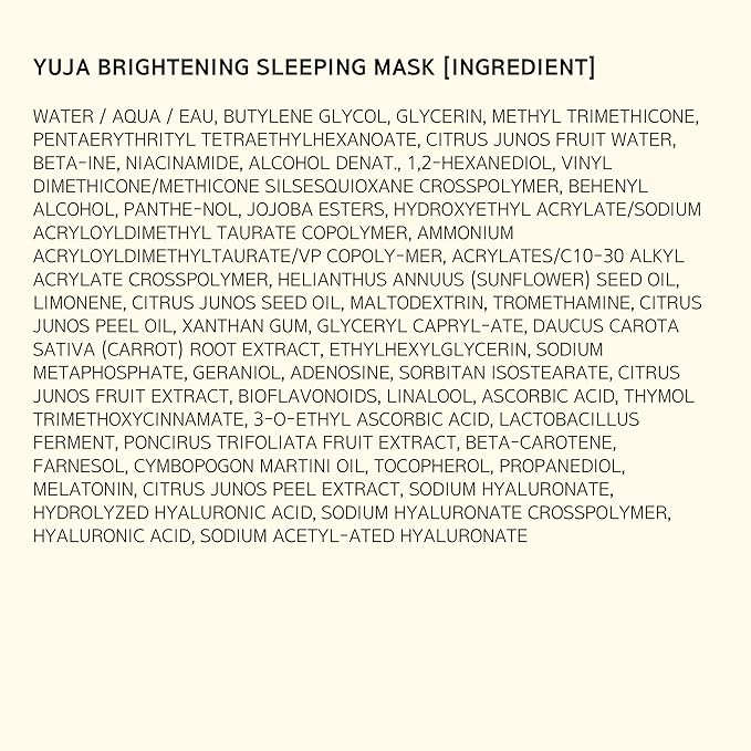 Hanyul Yuja Sleeping Mask | Korean Yuzu Night Cream, Vitamin C for Glow, Radiance, Brightening, Vegan Hydrating Overnight Moisturizer with Hyaluronic Acid, Niacinamide & Antioxidants 2.37 fl. oz.-FemmiqueWomen