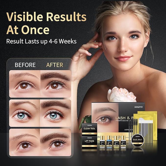 Lash Lift Kit - Brow Lamination Kit, Eyebrow Lamination Kit, Professional Eyelash & Brow 2 IN 1 Perm Kit, Eyebrow lift Kit, Fuller & Thicker Brows Suitable for Salon & Home Use, Lasts For 4-6 Weeks