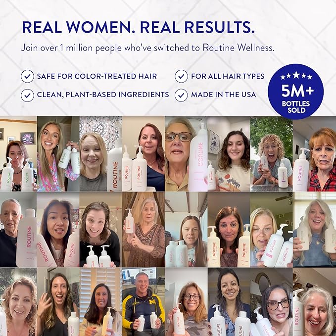 Routine Wellness Anti-Thinning Shampoo for Thinning Hair - Biotin DHT Blocker Women & Men - Color Safe Shampoo for Hair Loss & Healthy Hair - Citrus & Lemon Blossom - 14oz-FemmiqueWomen