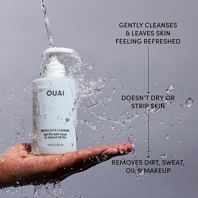 OUAI Detox Facial Cleanser - Deep Cleansing Face Wash with Glycolic Acid, Niacinamide & PHA - Removes Sweat, Dirt & Oil Without Drying - Gentle Face Cleanser for Post-Workout (7.8 Fl Oz)-FemmiqueWomen