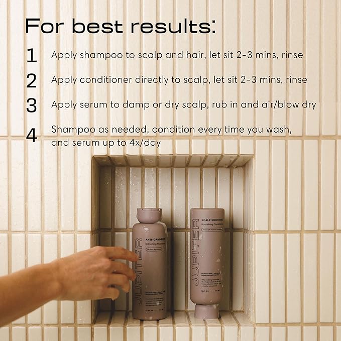 Jupiter Anti-Dandruff Shampoo, Conditioner, & Serum Advanced Set, Physician-Formulated for Dry, Itchy, Oily, Flaky Scalp Care, Color-Safe, Dry Scalp, Sulfate-Free-FemmiqueWomen