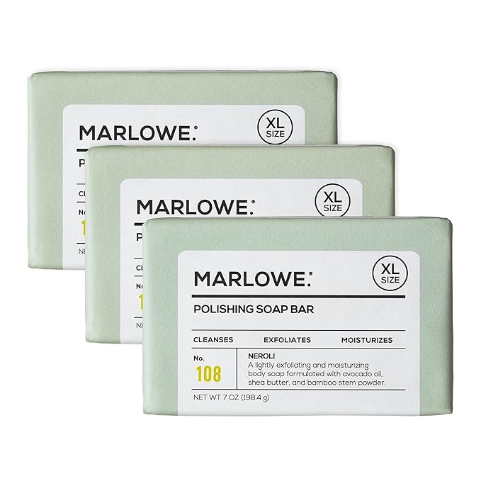 MARLOWE. No. 108 Lightly Exfoliating Soap Bar, 7oz (3 Bars) Polishing, Moisturizing & Cleansing Bar Soap for Men, Made with Natural Ingredients-FemmiqueWomen