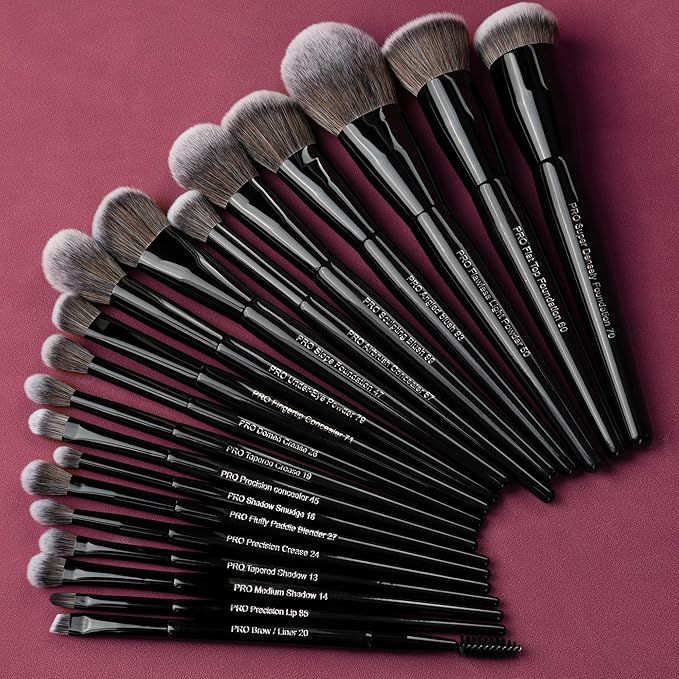Bueart Design 19Pcs Professional Grade Labeled Makeup Brushes Set, Large Foundation Powder Contour Concealer eyeshadow Blush EyeLiner Make up Brushes,Premium Synthetic hair,Vegan Cruelty-free-FemmiqueWomen