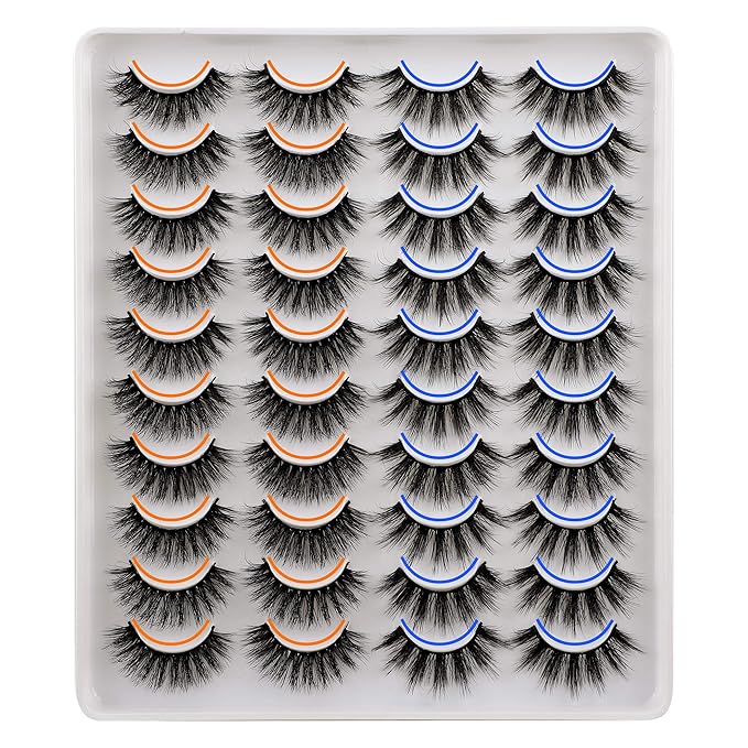 JIMIRE 20 Pairs False Eyelashes 2 Styles Mixed Fluffy Eyelashes Natural Volume Wispy Faux Mink Lashes Pack-FemmiqueWomen