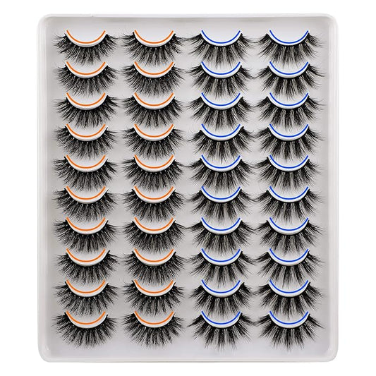 JIMIRE 20 Pairs False Eyelashes 2 Styles Mixed Fluffy Eyelashes Natural Volume Wispy Faux Mink Lashes Pack-FemmiqueWomen